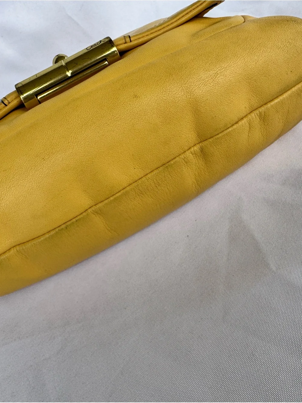 Coach Kristen Yellow Leather Shoulder Bag with Gold Hardware